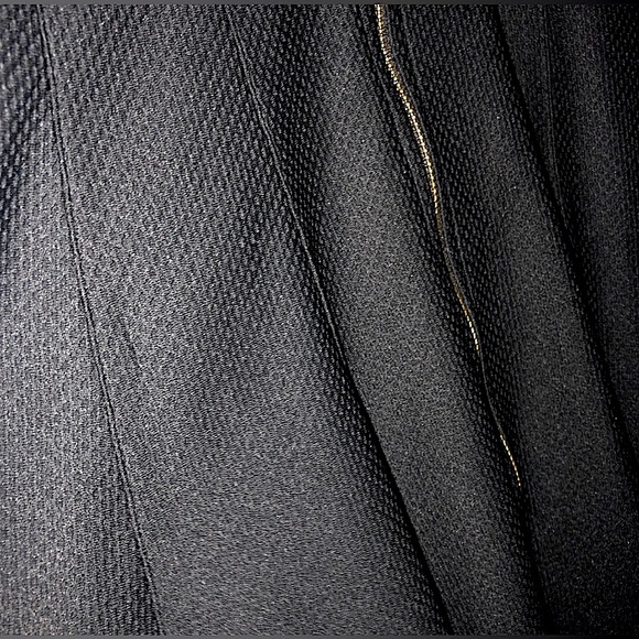 Black Waffle Knit Bar III Metallic Gold Zipper Fit&Flare Midi Skater Dress SZ XL - Picture 4 of 14